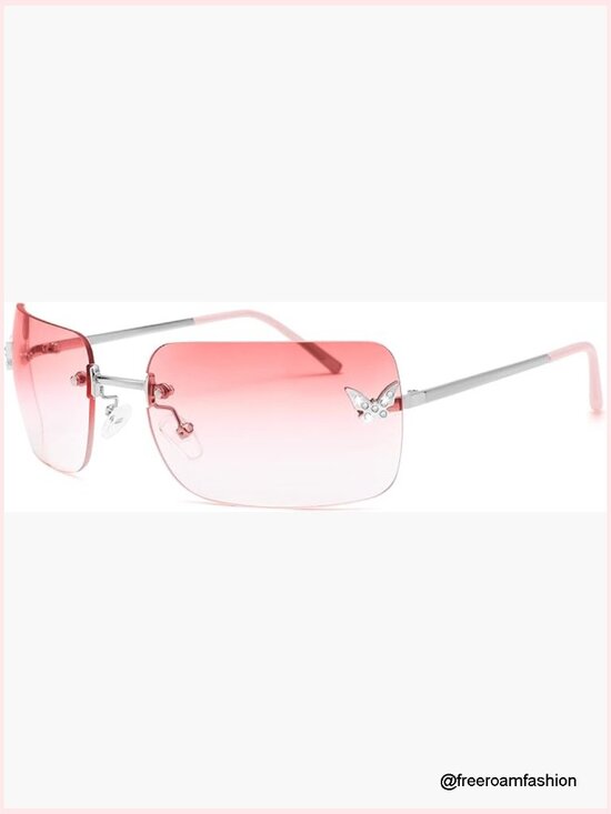 Y2K Rimless Square Sunglasses Trendy Retro UV400 Shades main image 3
